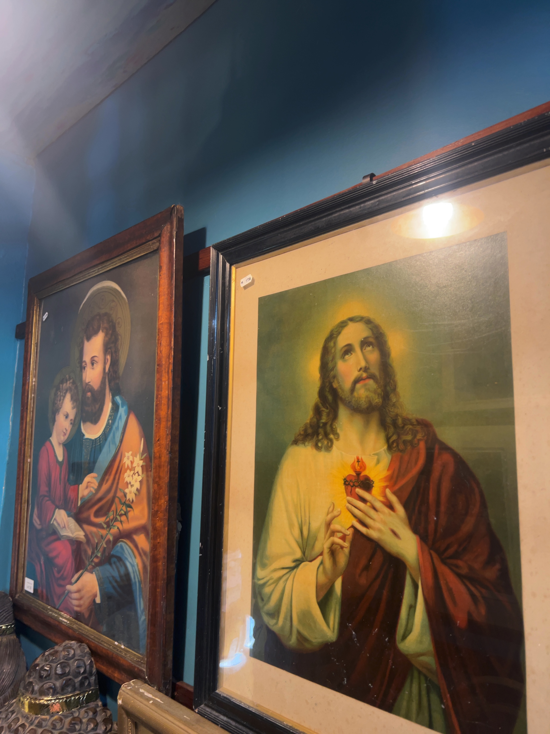 Two Luigi Morgari and Anonymous Framed Devotional Chromolithograph Prints (Signed)