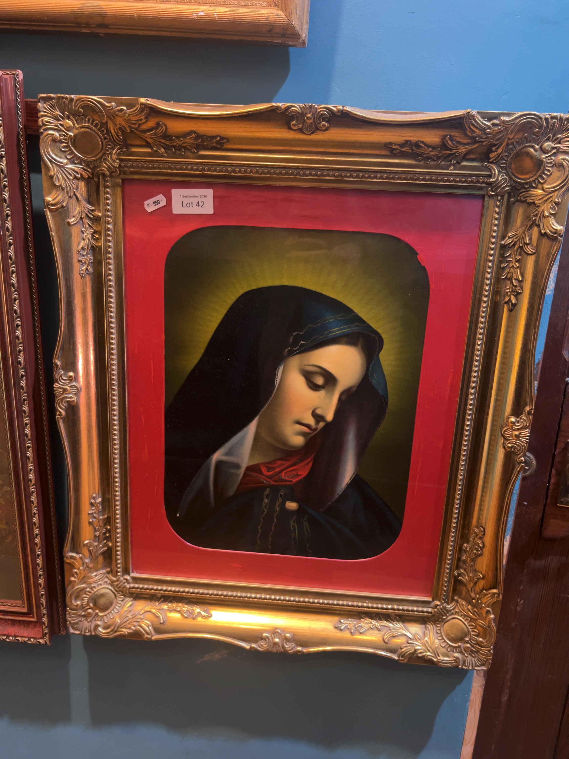 Gilt Rococo-Style Framed 'Mater Dolorosa' Devotional Image