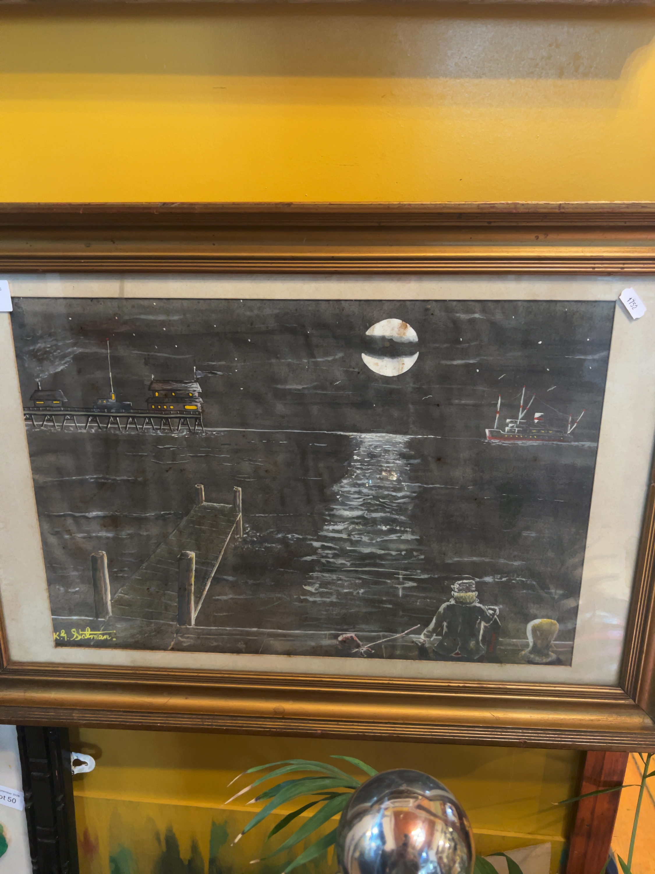 K.G. Stalman 'Nocturnal Maritime Scene with Pier and Coastal Steamer' (Signed)