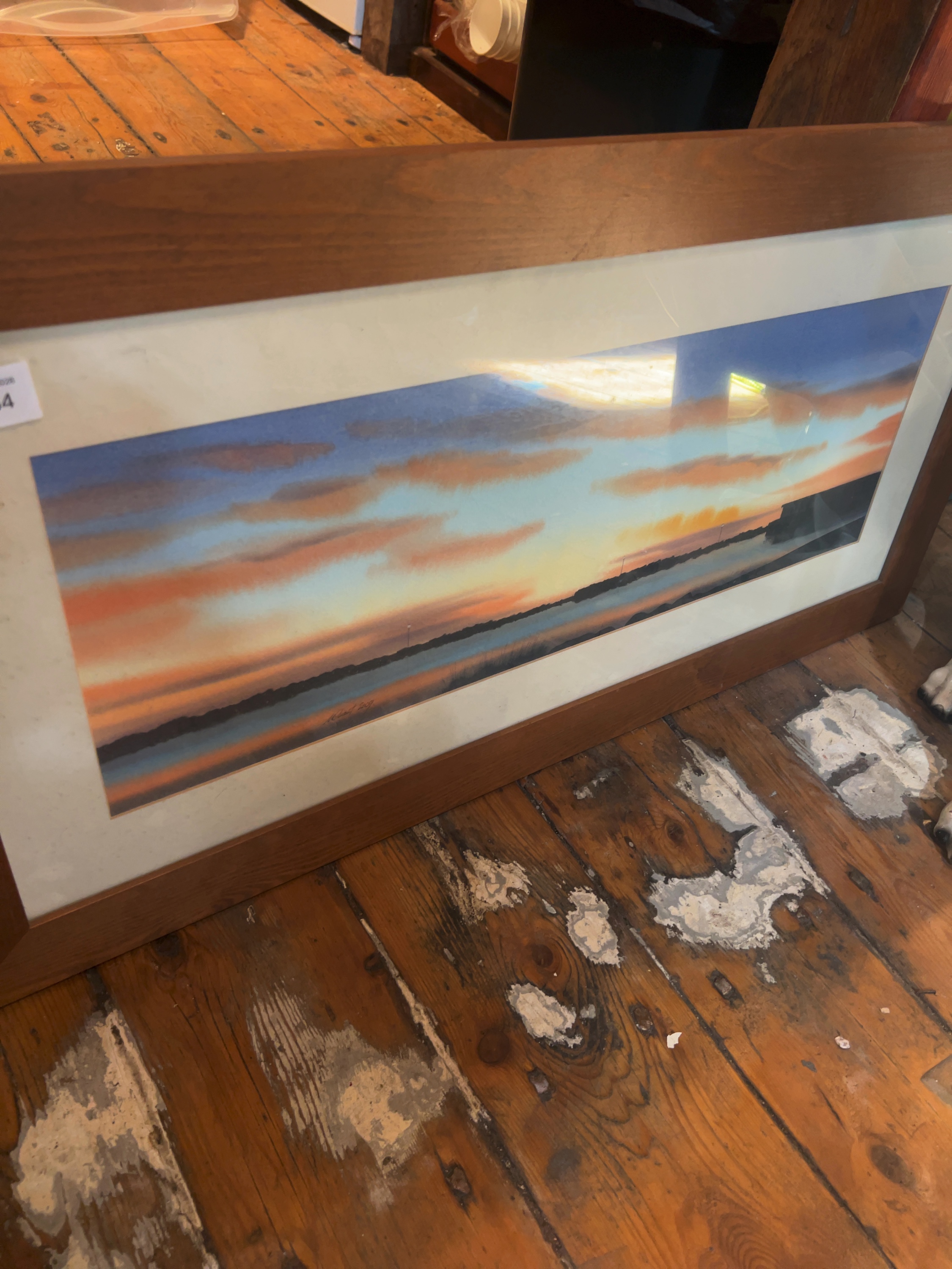 Contemporary signed M. Quant 'Sunset over Morecambe Bay' Watercolor on Paper (Signed)