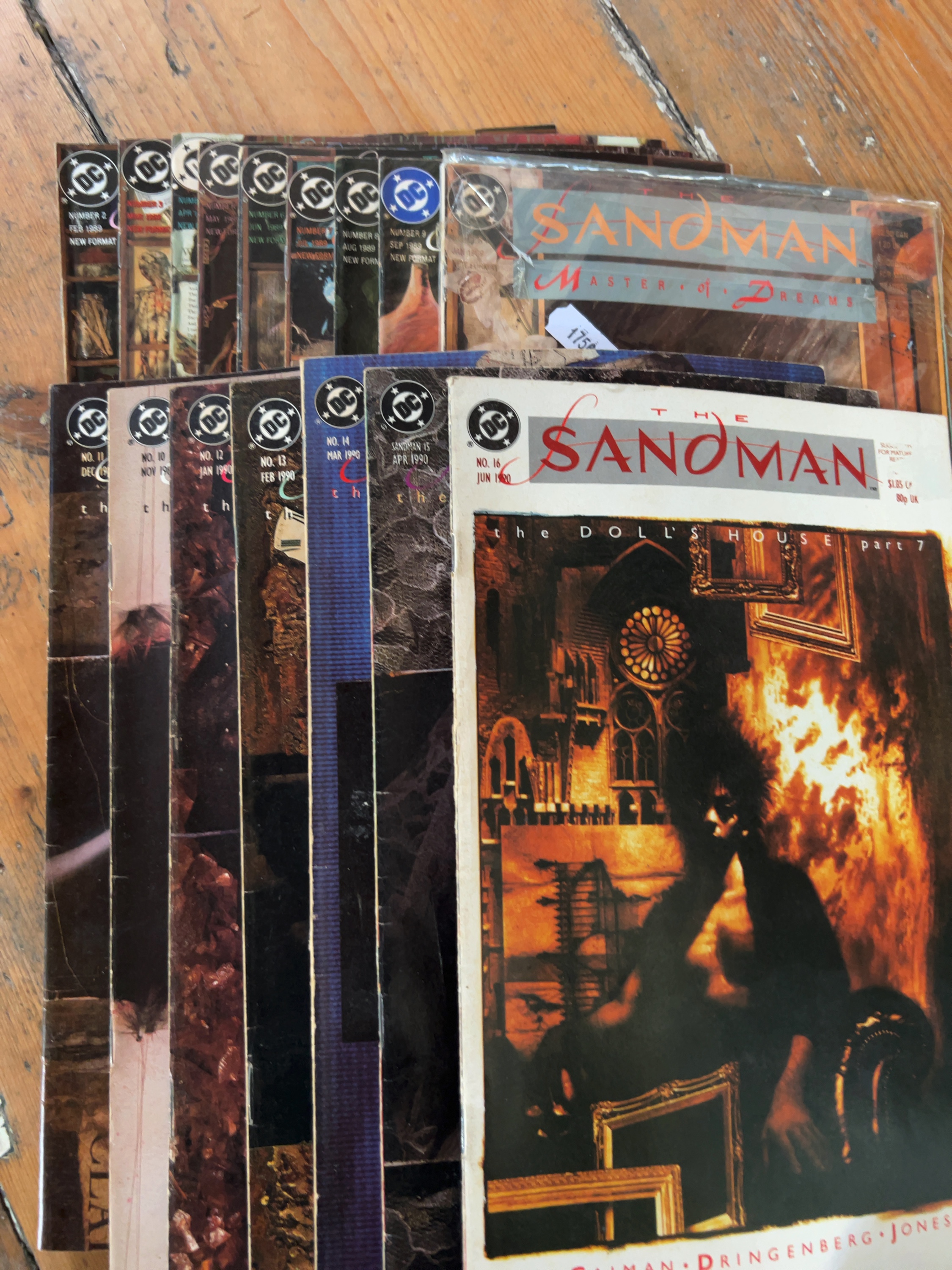 Fifteen Late 20th Century DC Comics The Sandman Comic Books Issues 2-16 Including Issue 8
