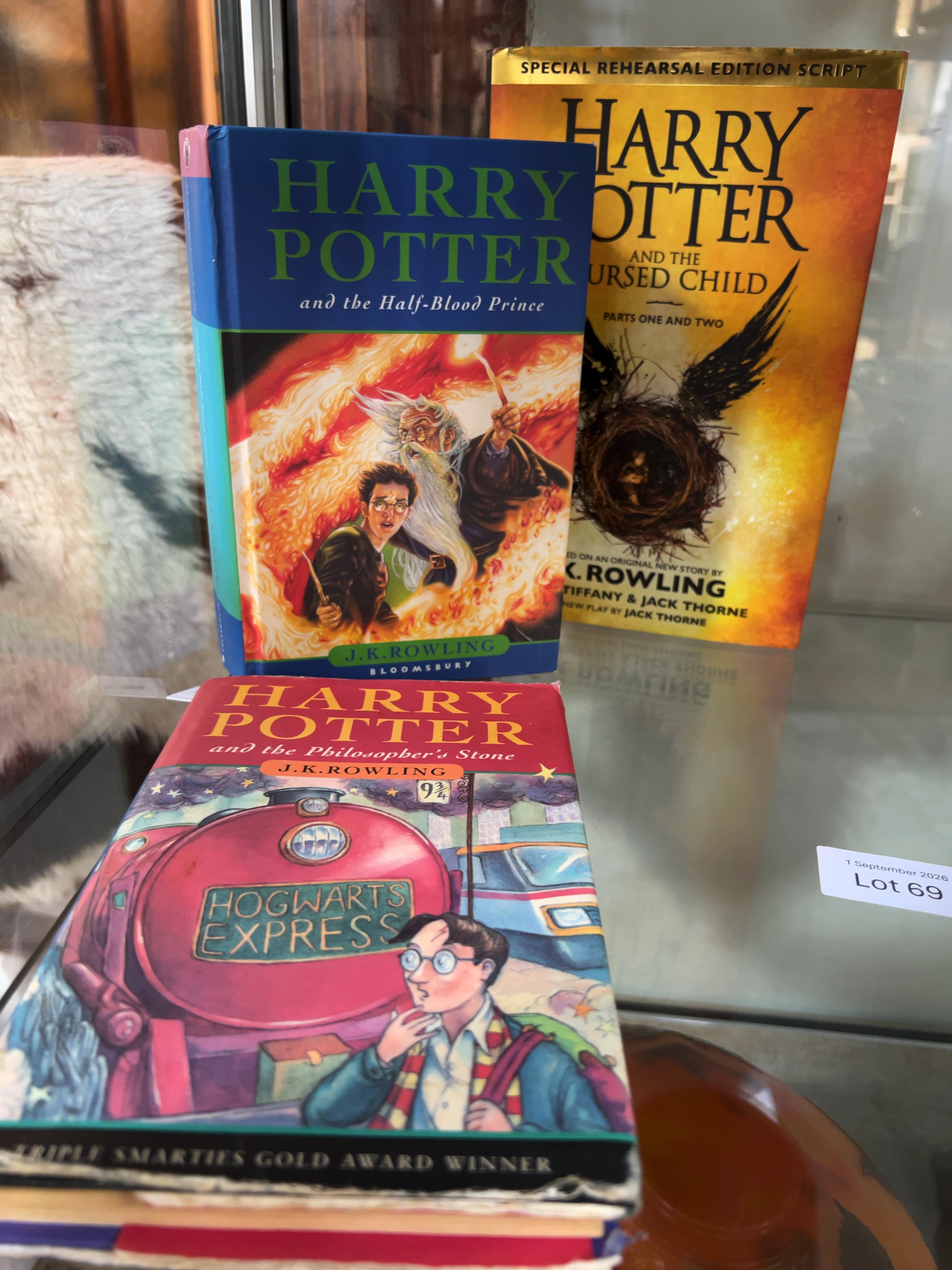 Three British Harry Potter Books inc. Twentieth Printing Philosopher's Stone and Half-Blood Prince