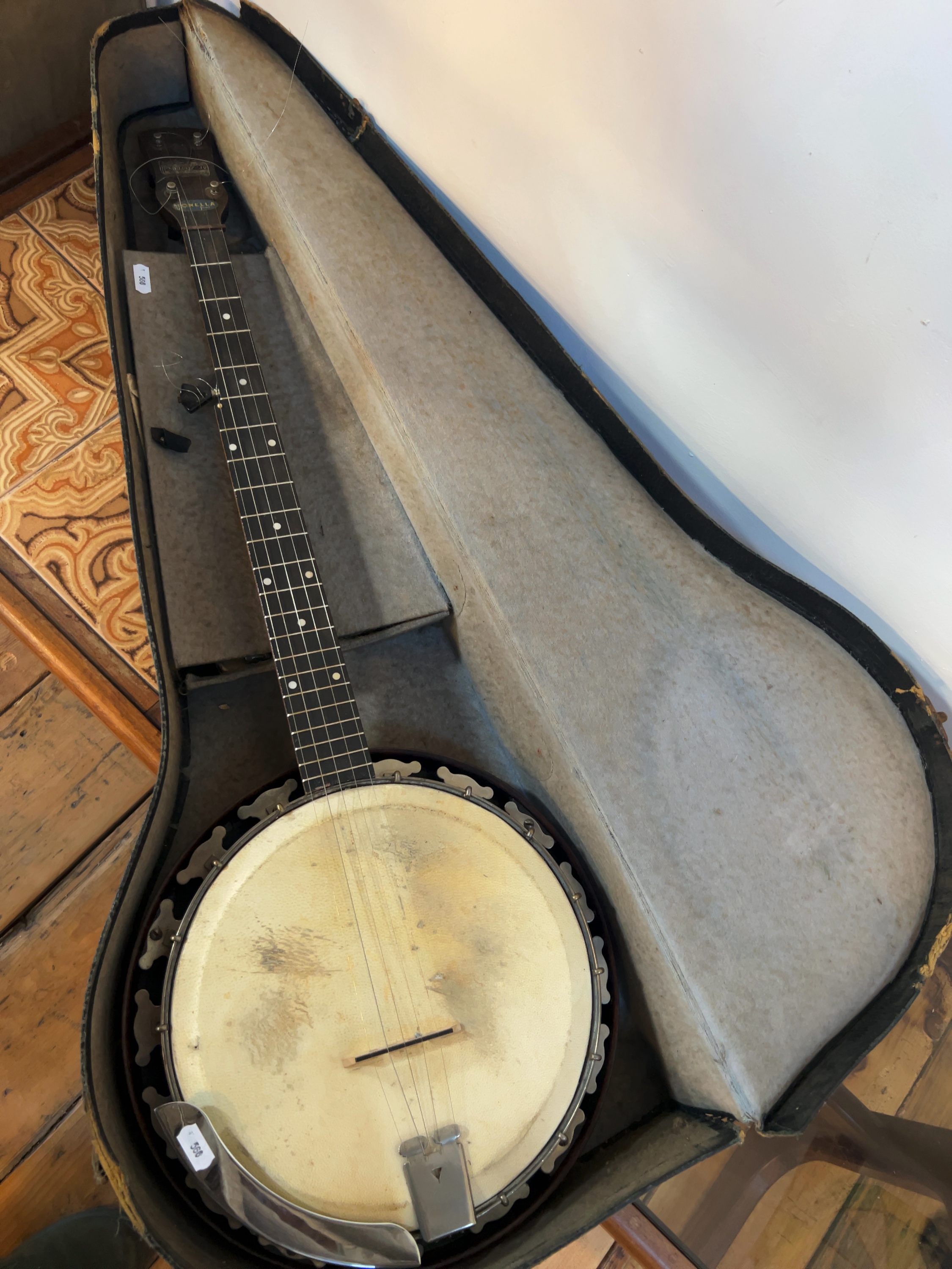 Mid-20th Century Tonella Melody-Jo 5-String Resonator Banjo Including Case