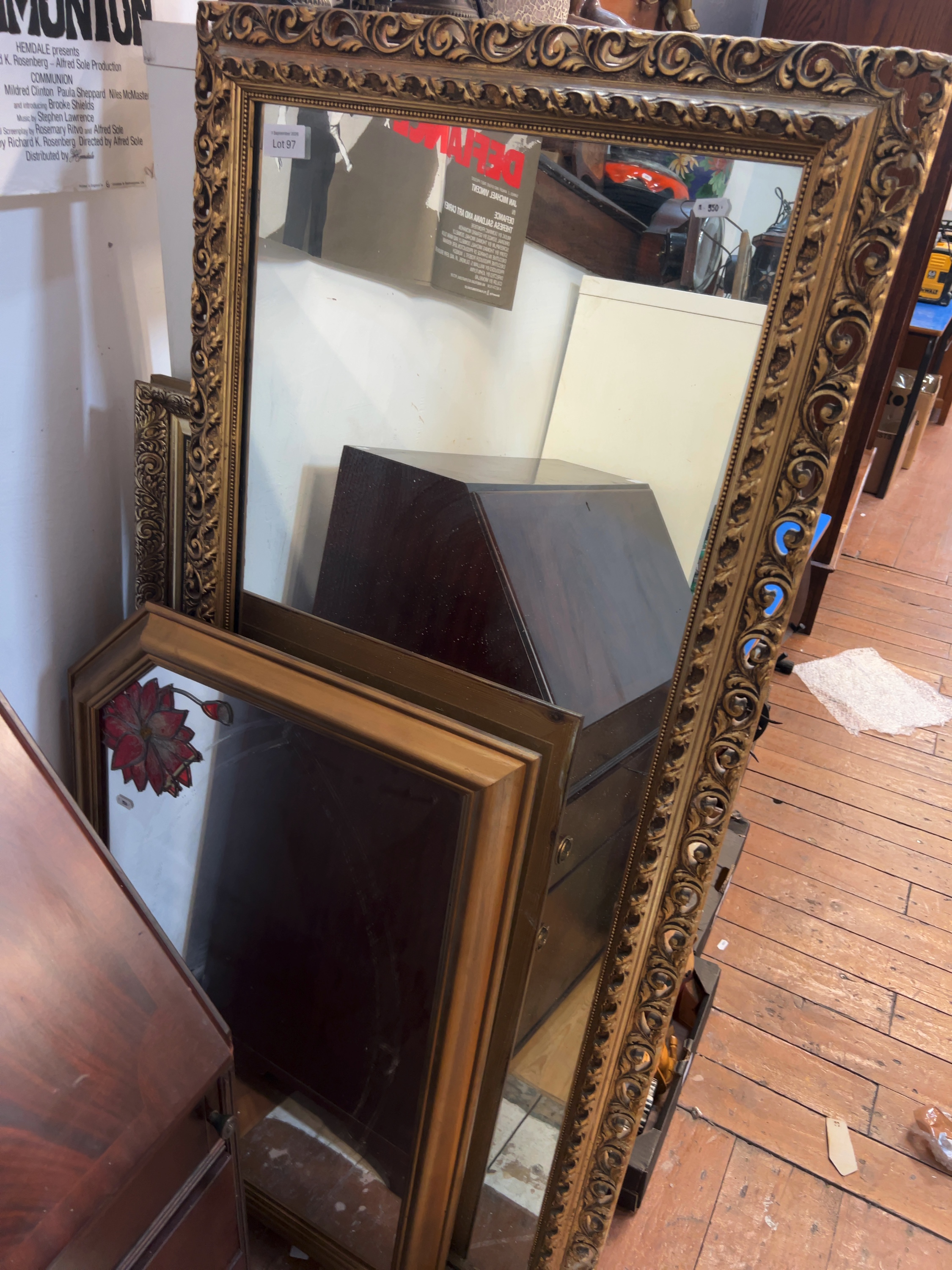 Three Decorative Rectangular Wall Mirrors including an Ornate Rococo-Style Gilt Mirror