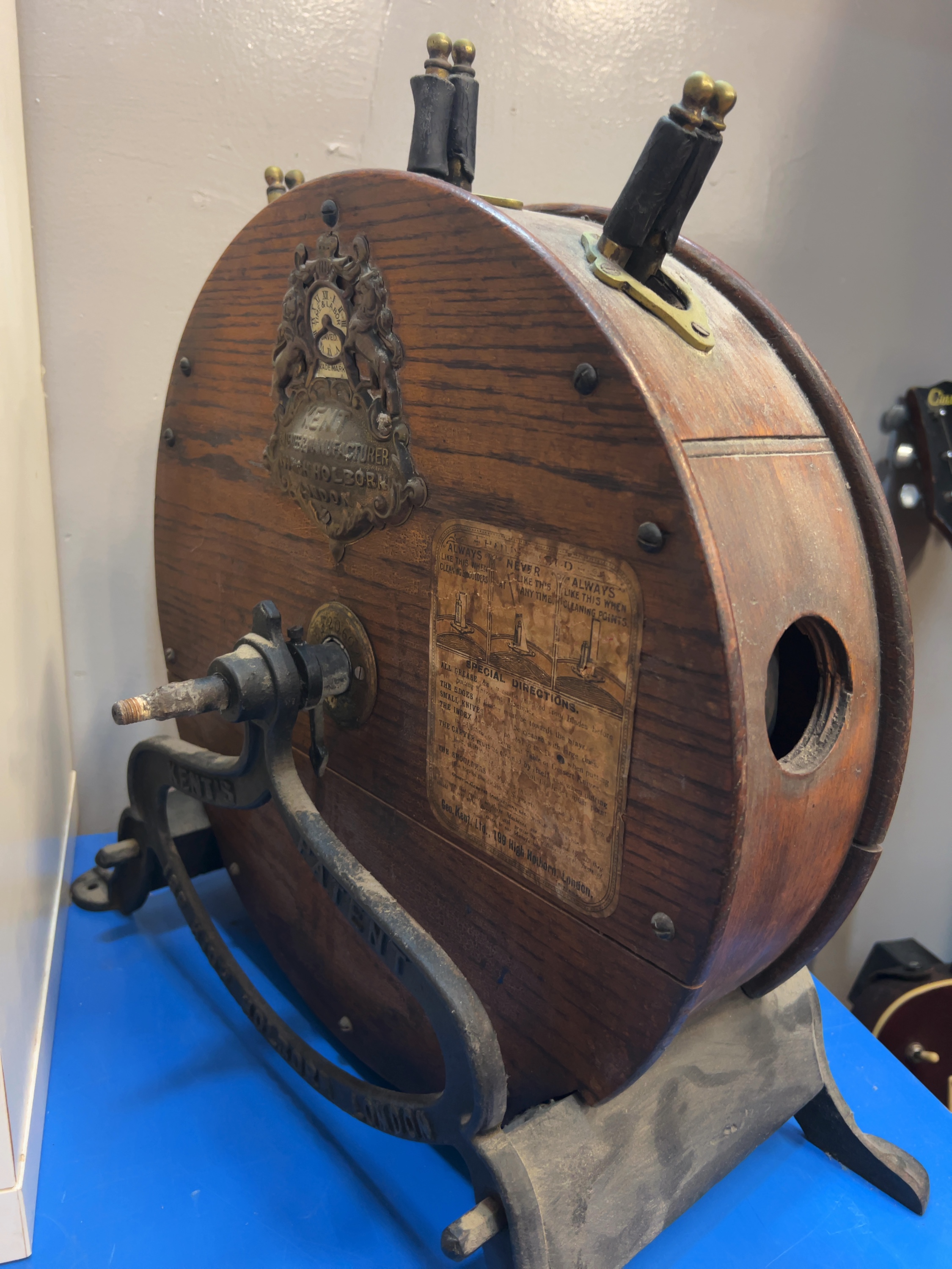 Victorian Geo. Kent Ltd. Oak and Cast-Iron Knife Cleaning Machine