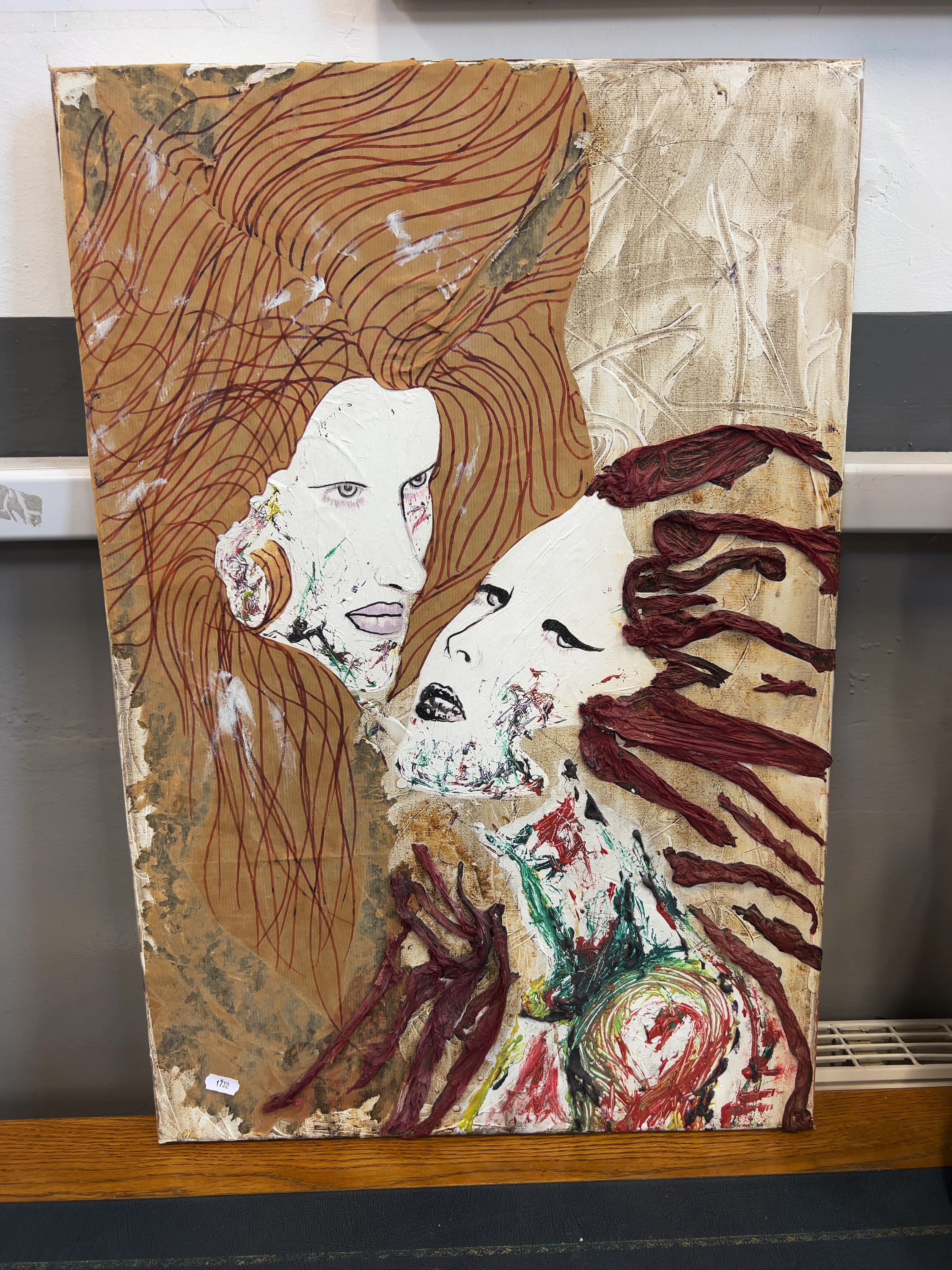 Contemporary Kapes Mixed Media Figurative Painting on Canvas