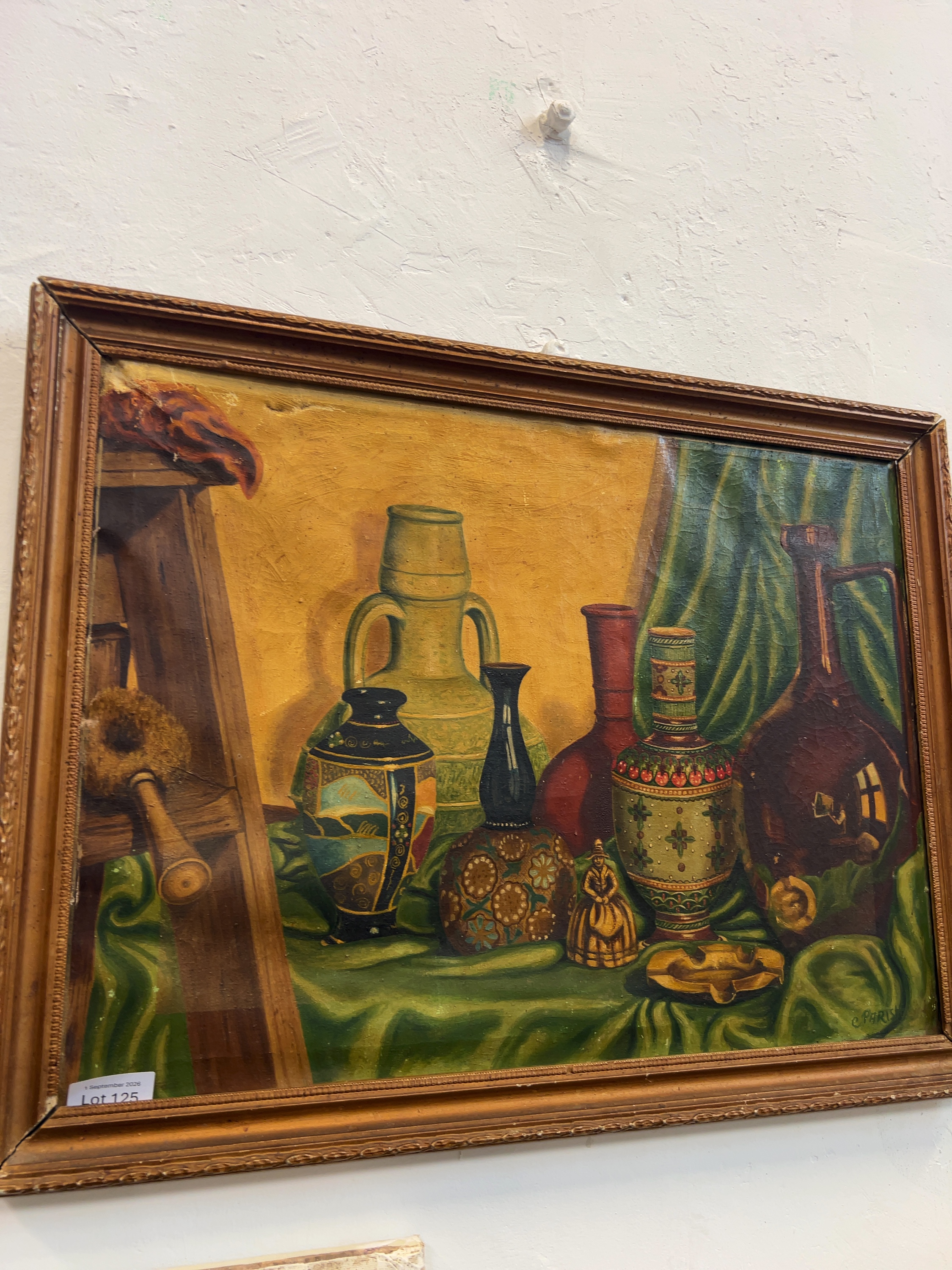 Mid-20th Century C. Parish Oil on Canvas Still Life Painting