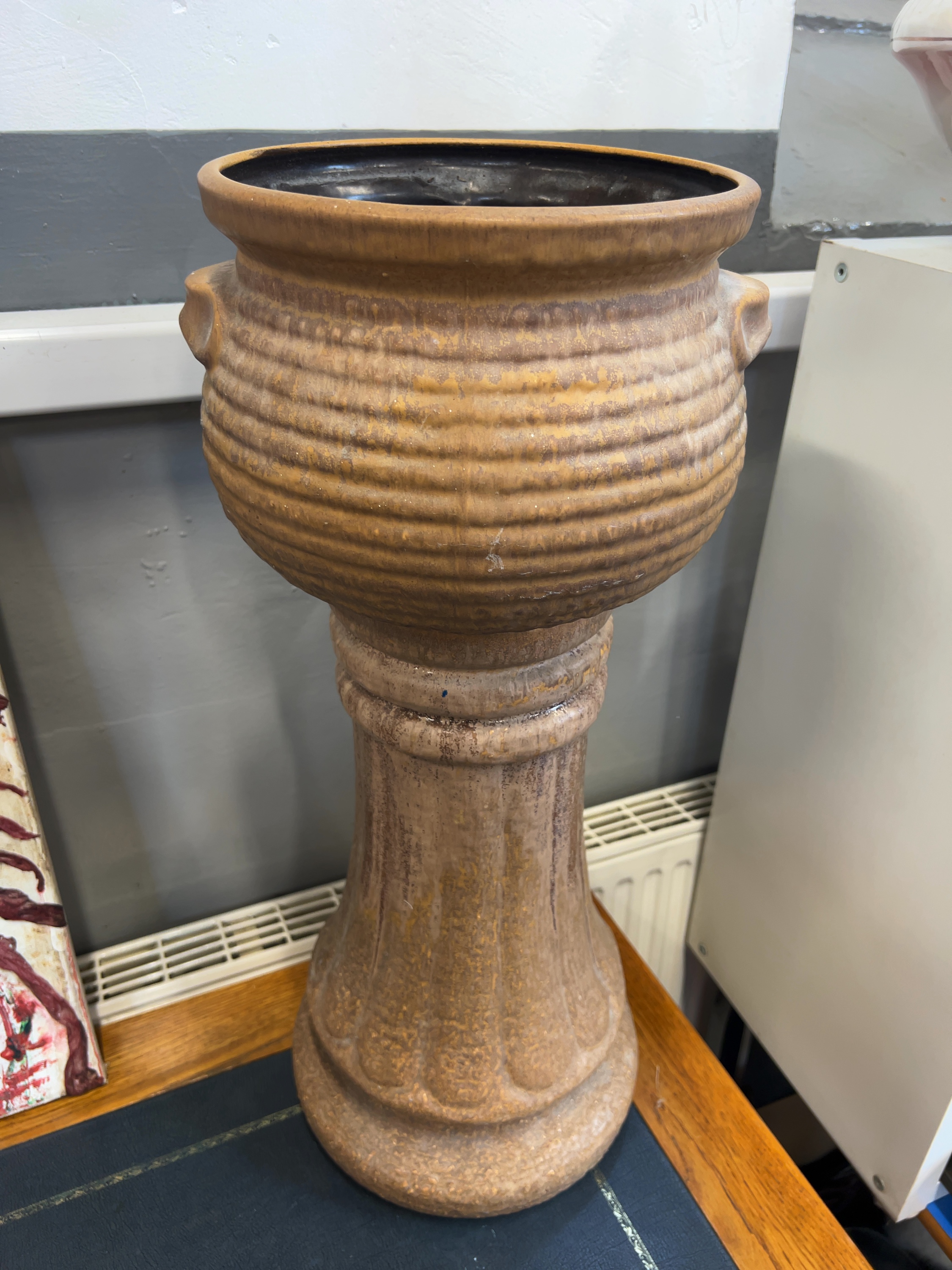 Mid-Century Vetter Ceramic Jardiniere and Pedestal Stand Components