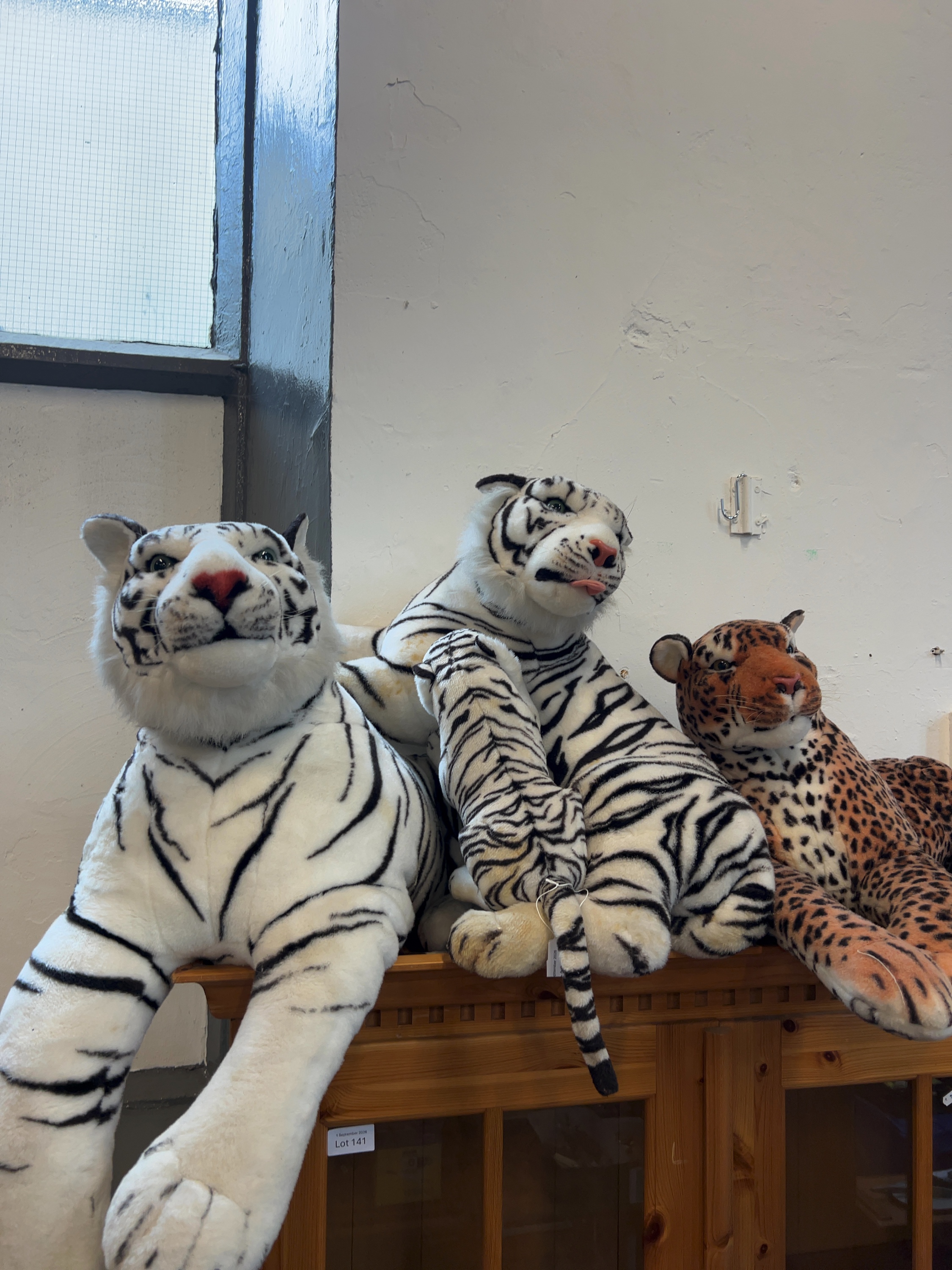 Four Large Realistic Faux Fur Big Cat Plush Toys