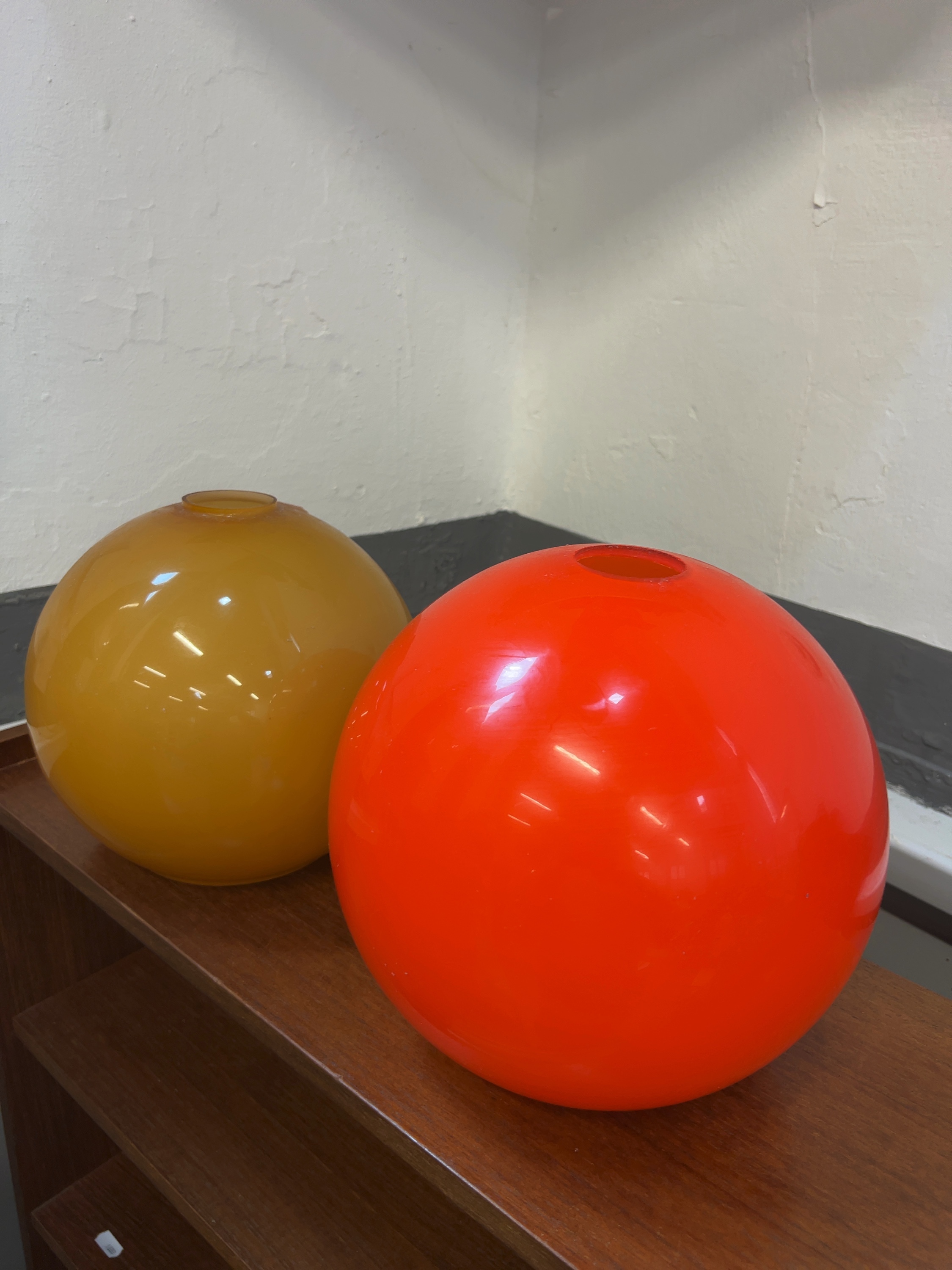 Two Mid-Century Space Age style Cased Art Glass Globes