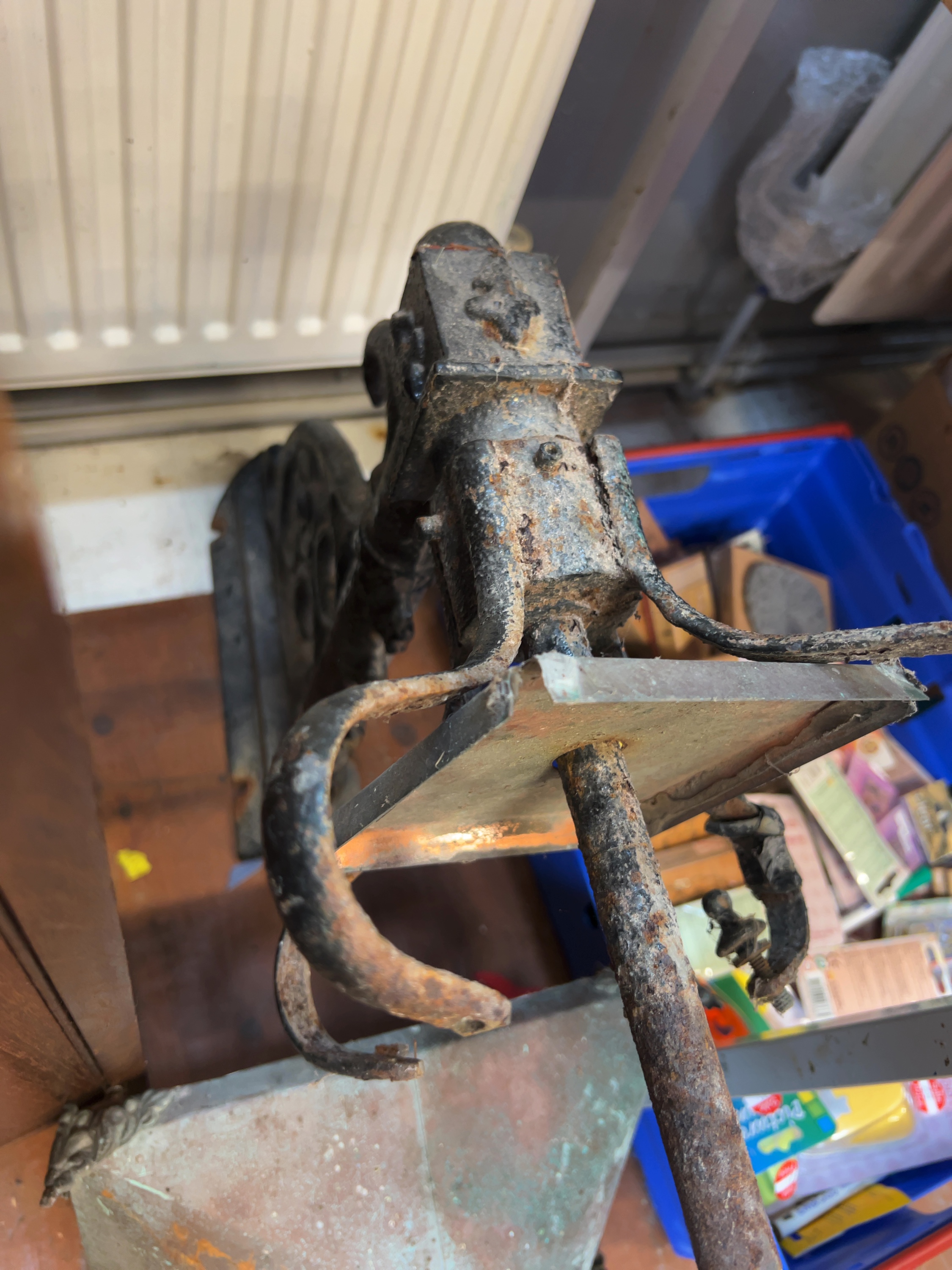 Victorian-Style Copper Wall Lantern and Cast Iron Mounting Bracket