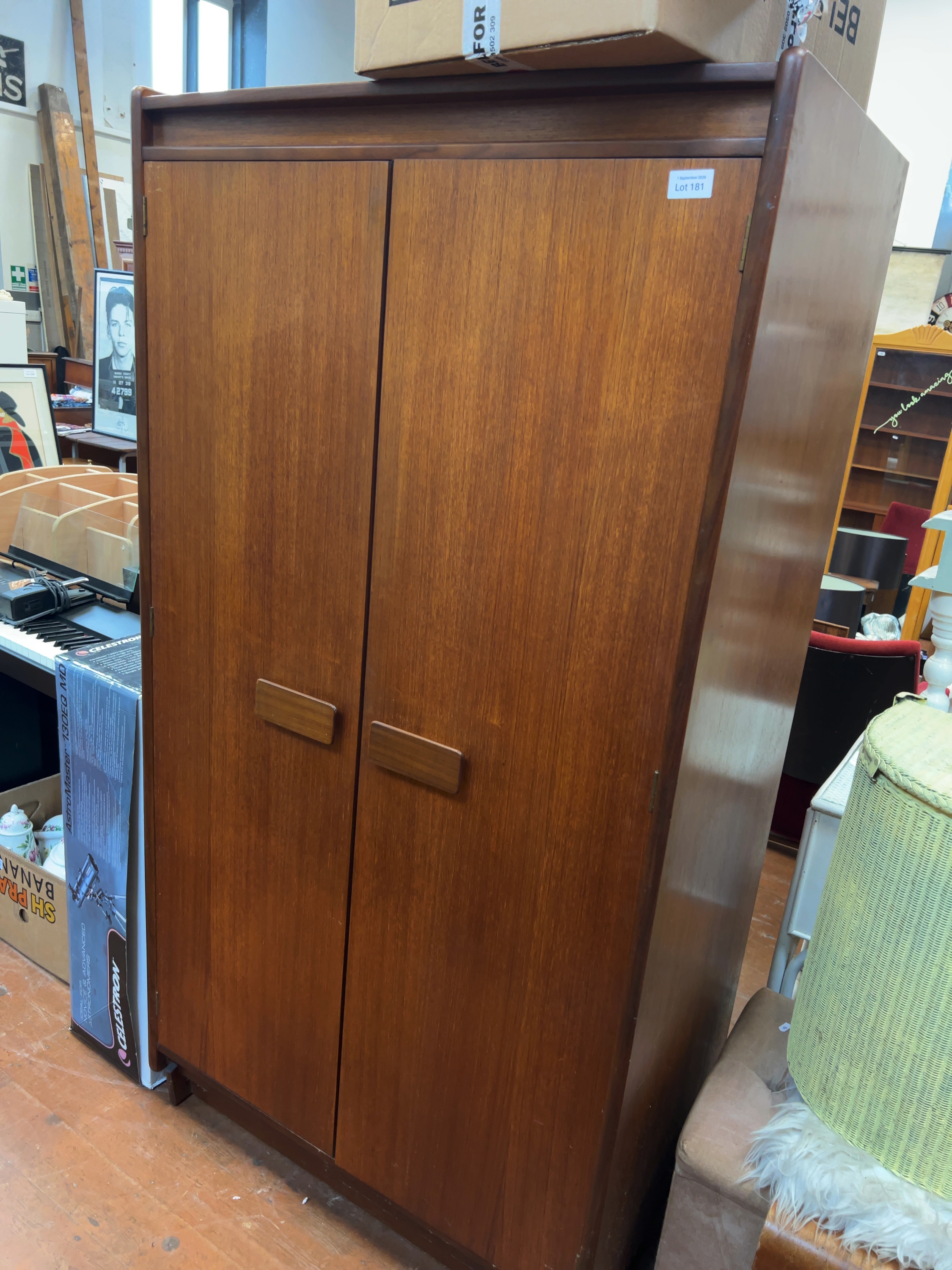 Mid-Century Teak Two-Door Compactum Wardrobe