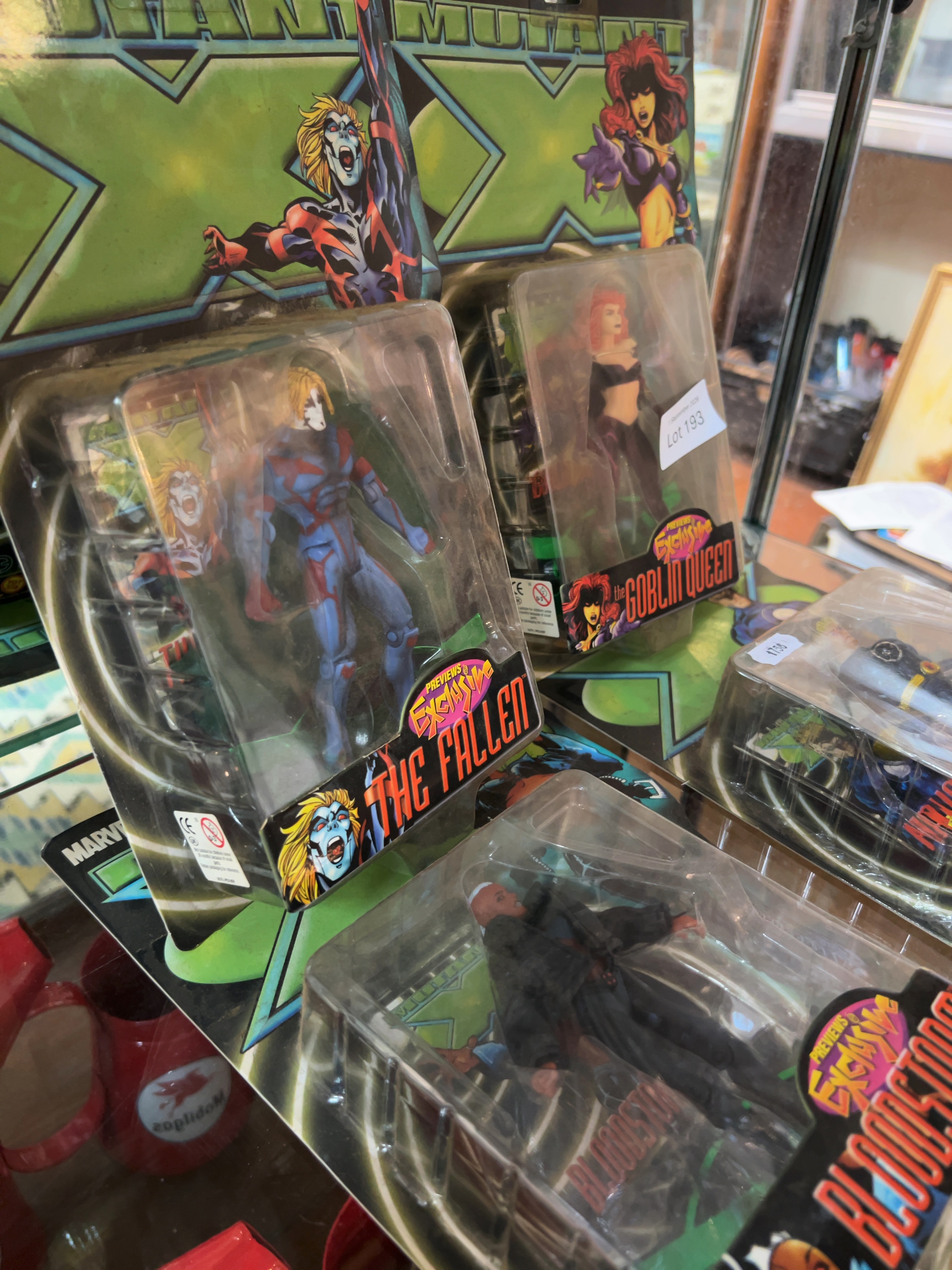 Four Vintage Toy Biz Marvel Mutant X Previews Exclusive Action Figures including The Fallen and The Goblin Queen
