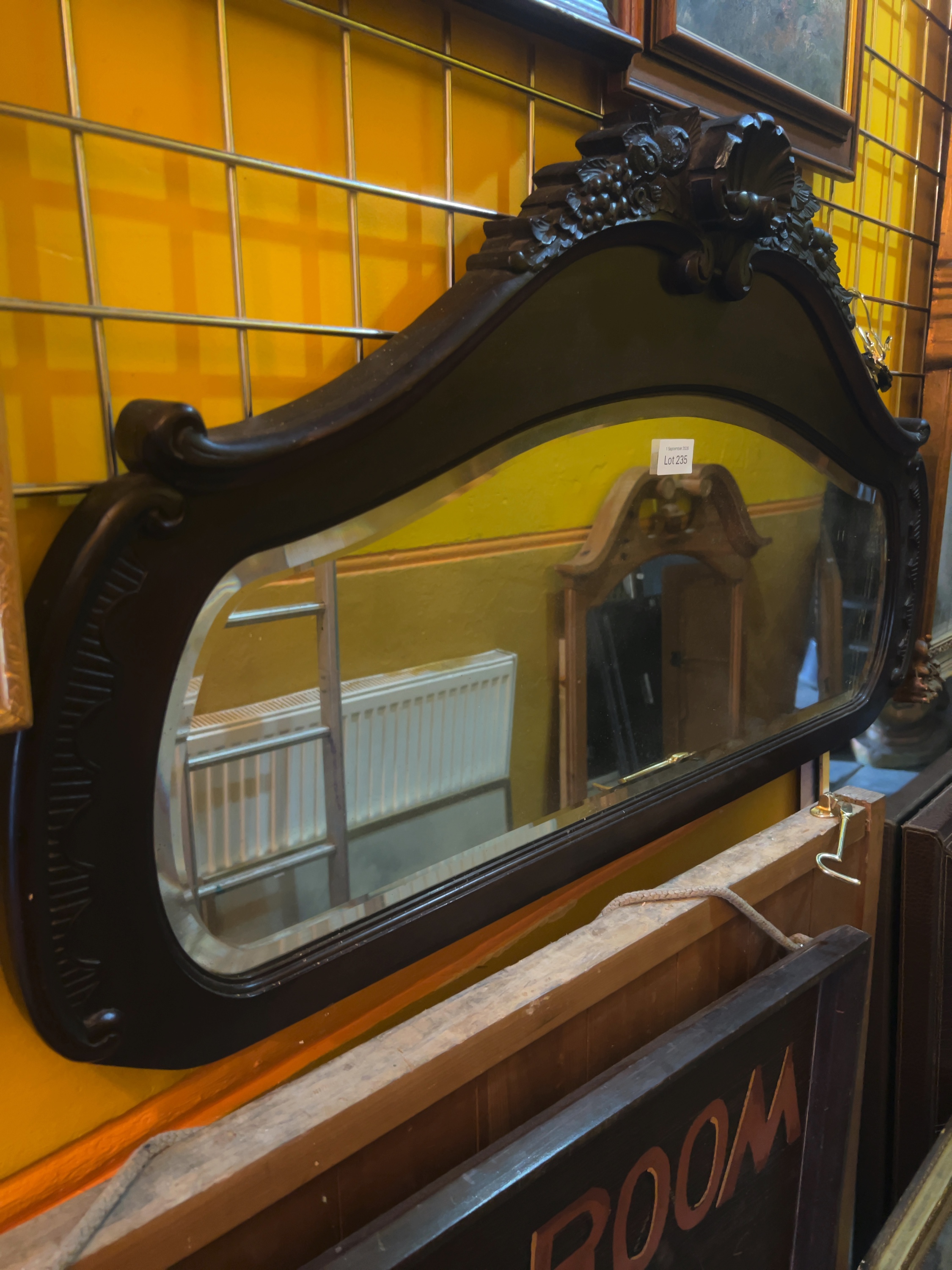 Late Victorian Rococo Revival Carved Hardwood Overmantel Mirror