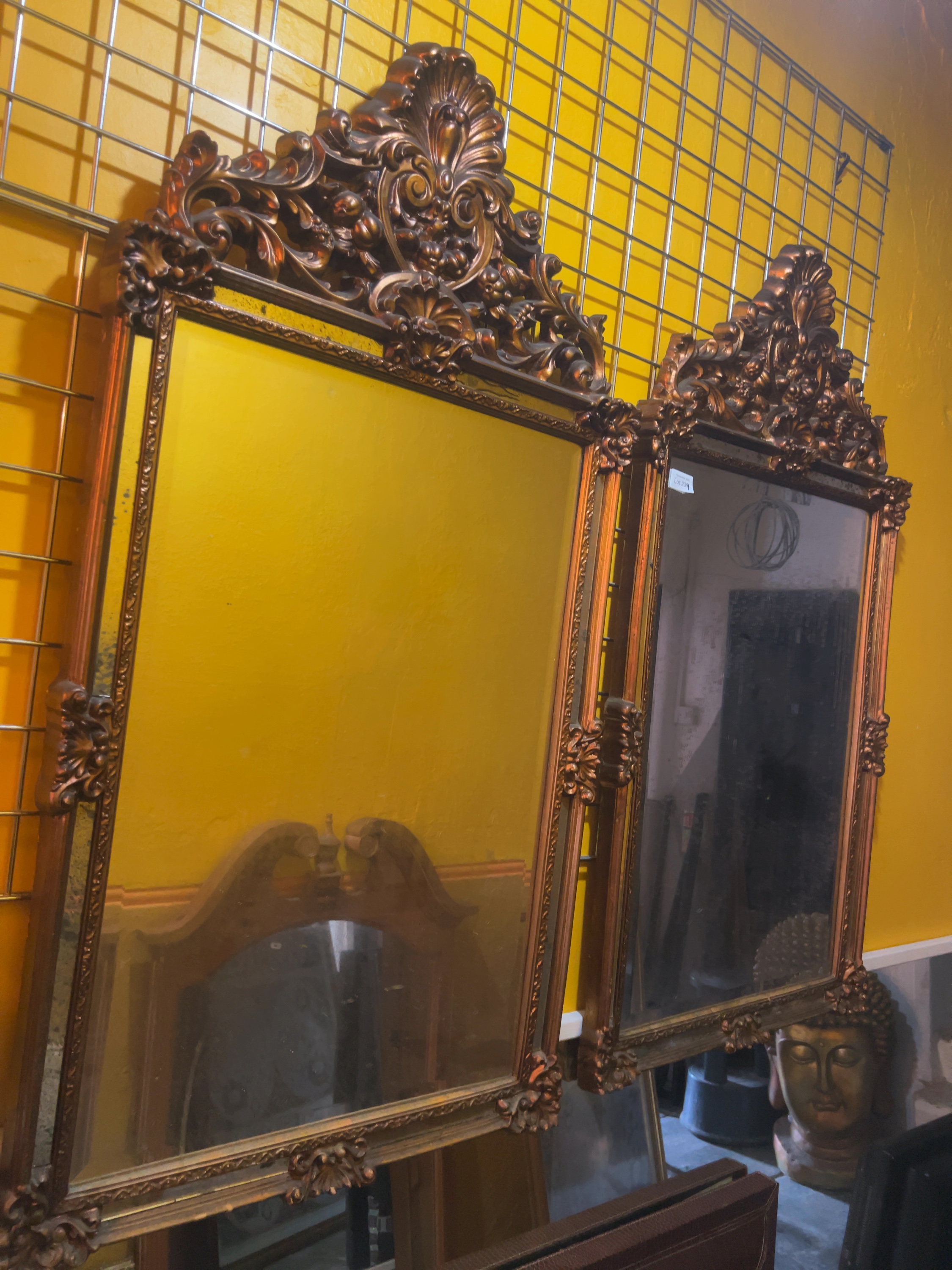 Two Late 20th-Century Rococo Revival-Style Gilded Composite Wall Mirrors