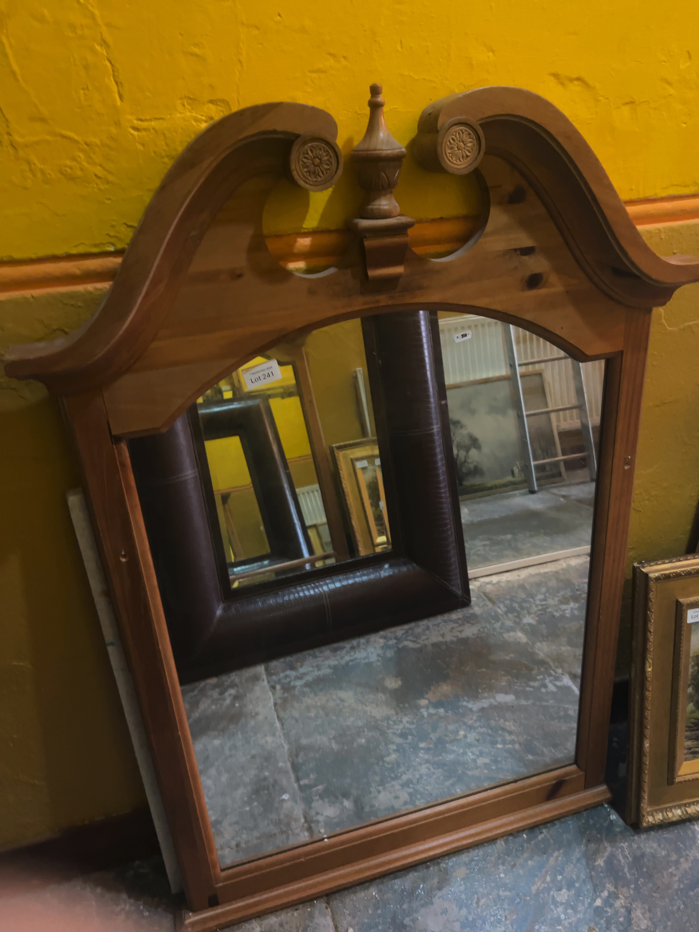 Late 20th-Century Georgian Revival-Style Pine Wall Mirror