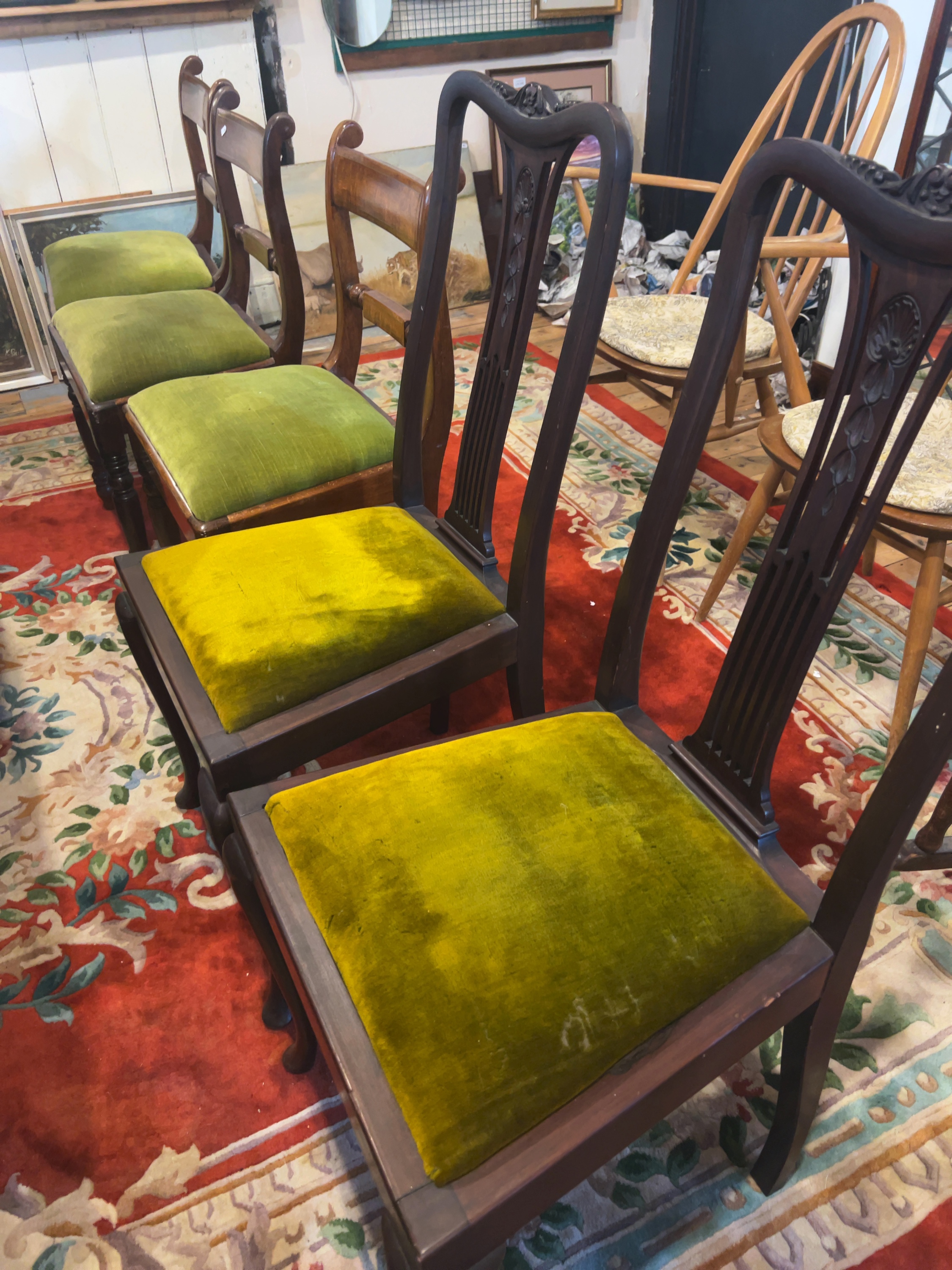 Five Regency and George III-Style Mahogany Dining Chairs