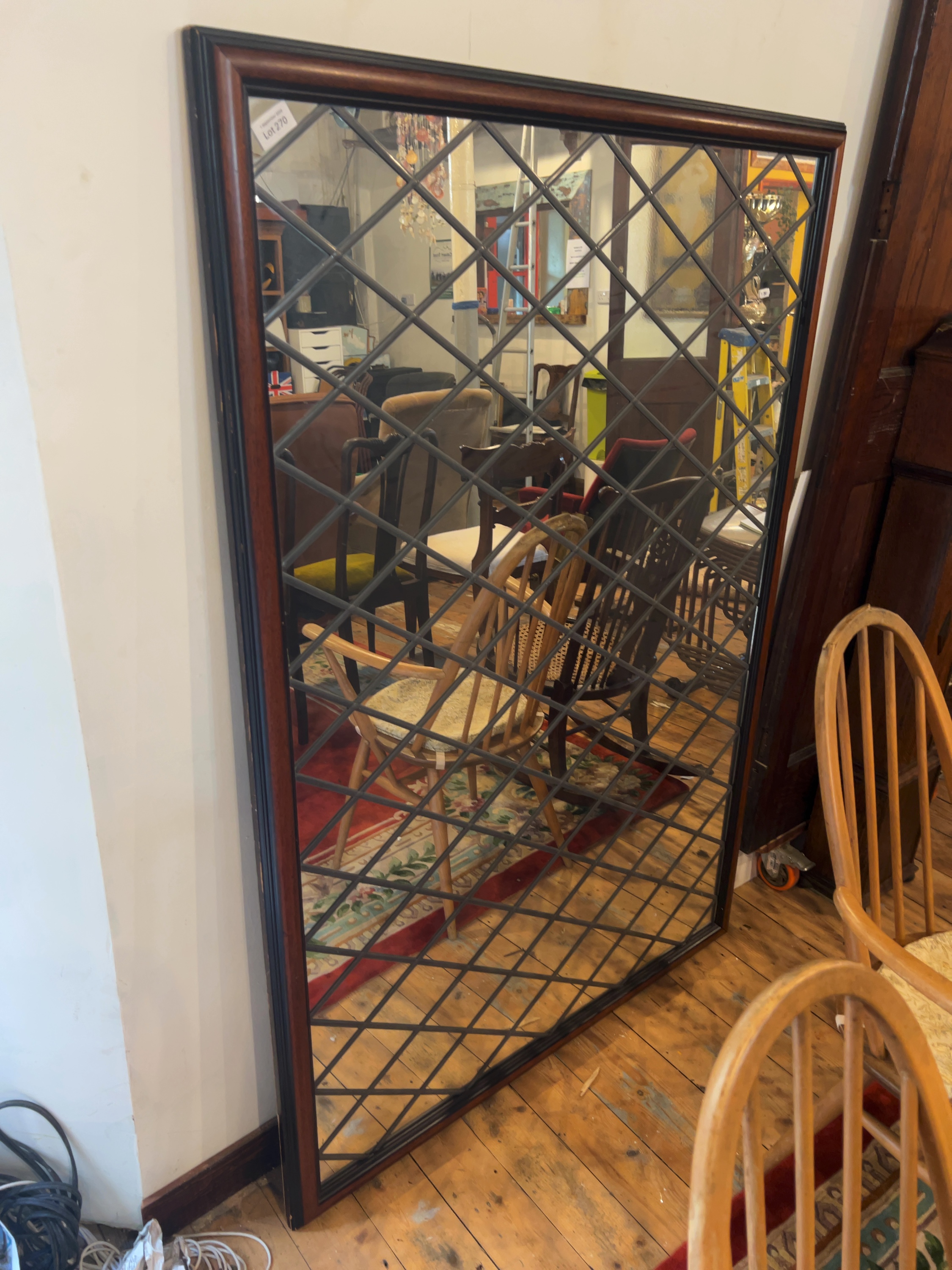 Late 20th-Century Mahogany-stained wood Leaded Lattice Wall Mirror