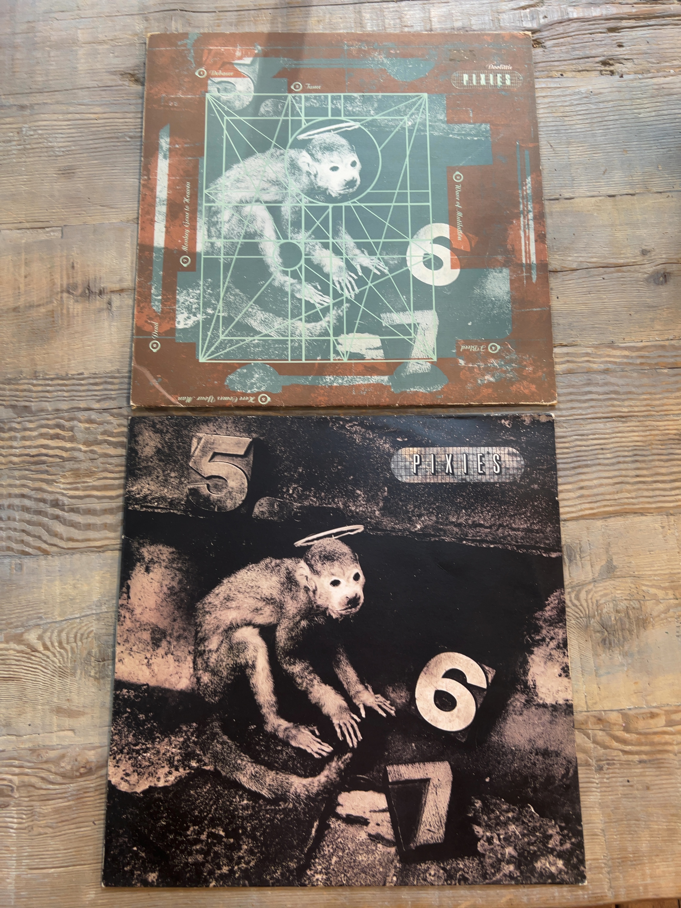 Two 1989 Pixies 4AD Vinyl 12-inch Records Including Doolittle and Monkey Gone to Heaven