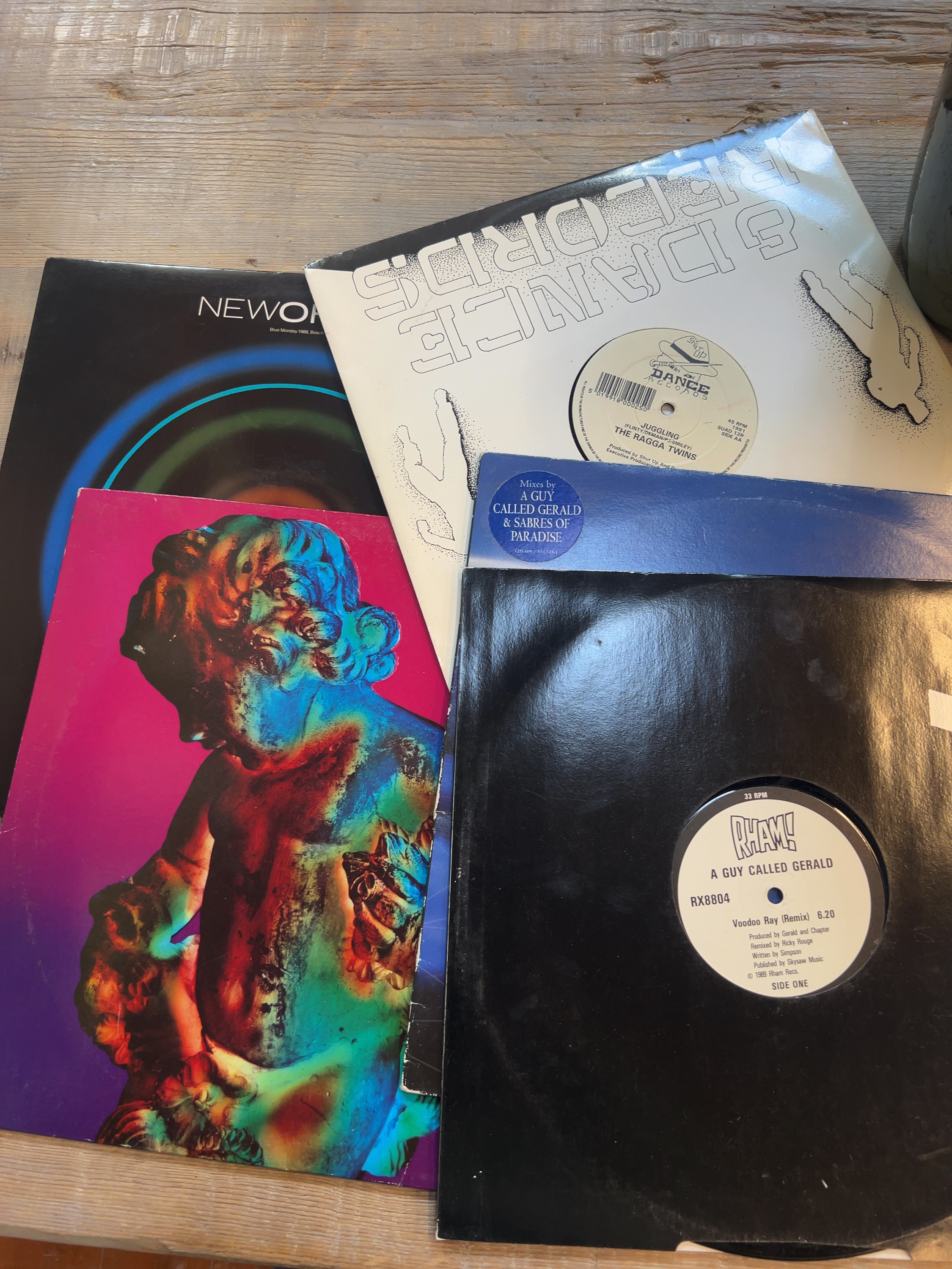 Four UK Electronic and Synth-pop 12-inch Vinyl Records including New Order Technique