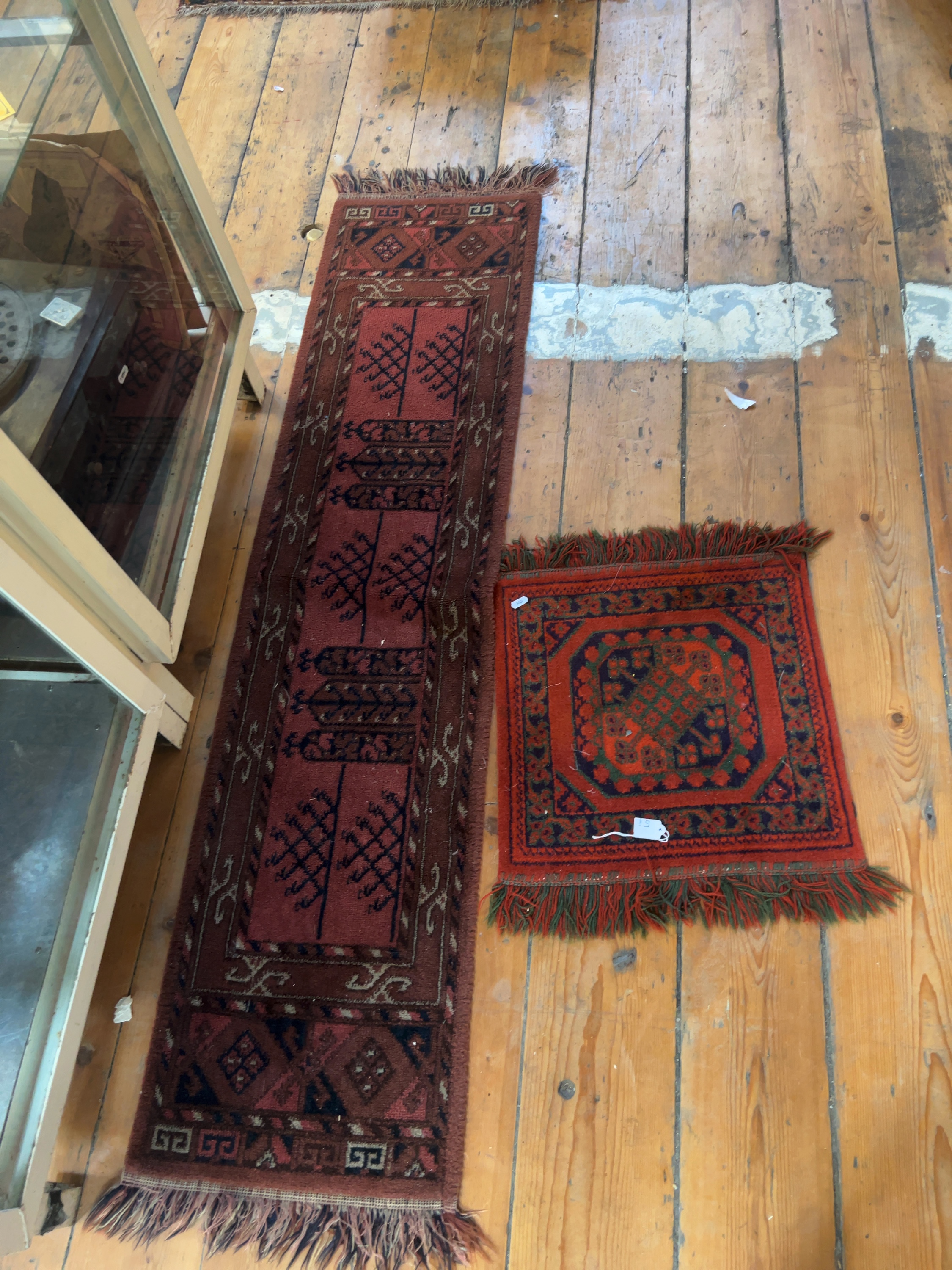 Two Afghan Baluchi Hand-Knotted Wool Tribal Rugs