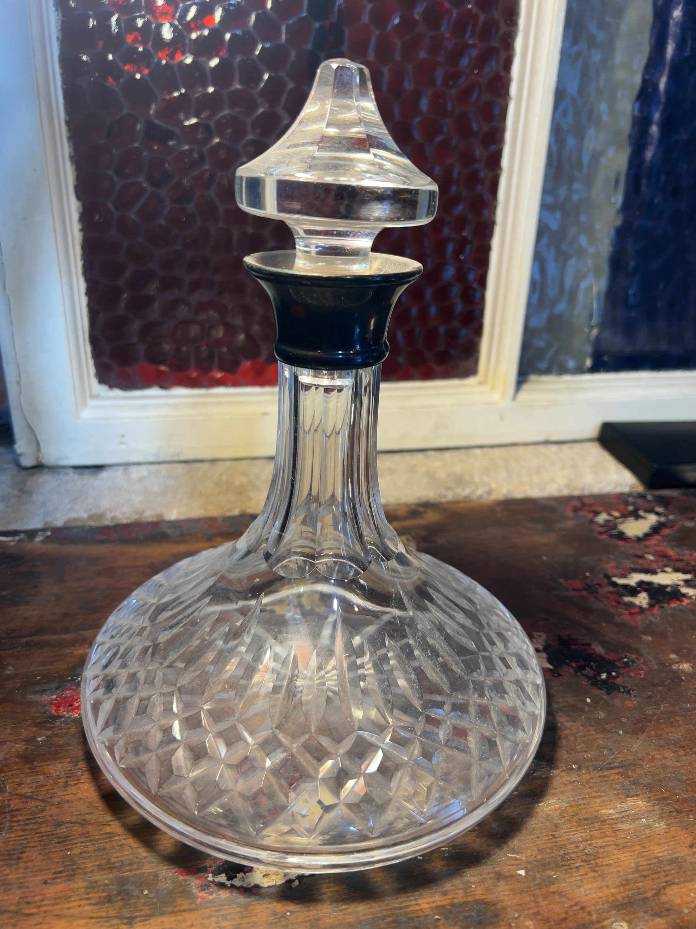 George V Hallmarked Sterling Silver and Cut Lead Crystal Ships Decanter