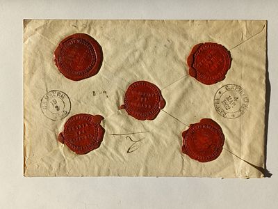 1862 г. Домарочное почтовое отправление из Санкт - Петербурга в Гамбург в Императорское 