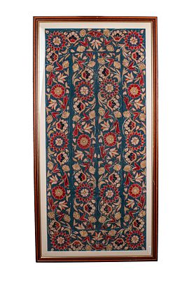A FRAMED SUZANI TEXTILE PANEL. Possibly Samarkand, Uzbekistan, Ca. 19th - 20th century AD. A 