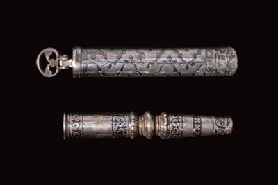AN OTTOMAN SILVER HUQQA MOUTHPIECE. Ottoman, Turkey, Ca. AD 1800 - 1900. A finely crafted silver 