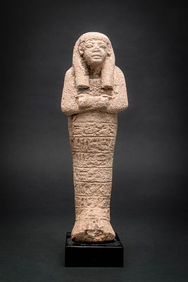 SUPERB EGYPTIAN CERAMIC USHABTI OF THE INFANTRYMAN KHAIY. New Kingdom, Ca. 1550 - 1069 BC. A 