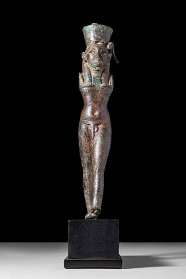 RARE EGYPTIAN BRONZE STATUETTE OF AMUN KHNUM. Third Intermediate Period - Late Period, Ca. 1069 
