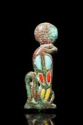EGYPTIAN BRONZE INLAID APPLIQUE OF URAEUS - MUSEUM EXHIBITED. Third Intermediate Period to Late 