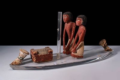 EGYPTIAN WOODEN FIGURINES FROM A CEREMONIAL BOAT. Middle Kingdom, Ca. 2055 - 1790 BC. A 