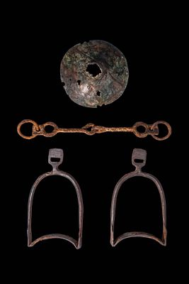 SET OF VIKING EQUESTRIAN FITTINGS. Ca. AD 800 - 900. A set of four equestrian fittings 