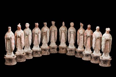 SET OF TWELVE ZODIAC ANIMALS OF TANG DYNASTY - TL TESTED. Ca. AD 618 - 907. A remarkable 