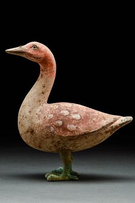 CHINESE TERRACOTTA GOOSE - TL TESTED. Han Dynasty, Ca. 202 BC - AD 220. A terracotta goose 