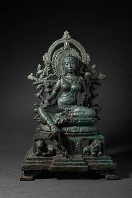 JAVA BRONZE FIGURE OF TARA. Ca. 12th century AD or earlier. A finely cast bronze figure of the 