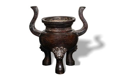 CHINESE BRONZE DING CENSER. Ming Dynasty, Ca. 1368 - 1644. A bronze ding censer cast in 