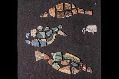 COLLECTION OF THREE EGYPTIAN MOSAIC GLASS FISH INLAYS - EX CHRISTIE'S & EX GROPPI COLLECTION. Pto 