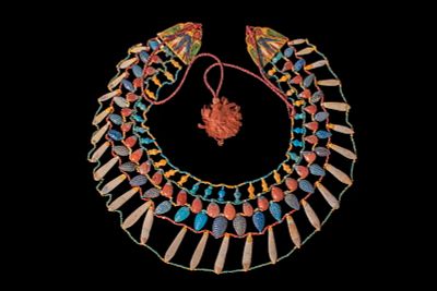 EGYPTIAN POLYCHROME GLAZED COMPOSITION BEADED BROAD COLLAR NECKLACE. Amarna Period, Ca. 1553 - 