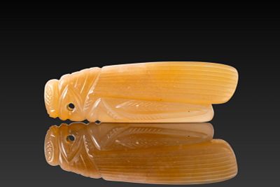 EGYPTIAN CARNELIAN GRASSHOPPER. Roman Period, Ca. 30 BC - AD 200A finely carved carnelian amulet 