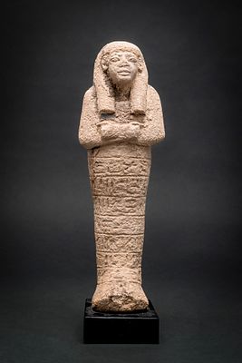 SUPERB EGYPTIAN CERAMIC USHABTI OF THE INFANTRYMAN KHAIY. New Kingdom, Ca. 1550 - 1069 BC. A 