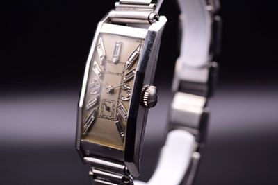 Longines Curvex?Platinum with a Diamond-set dial Men's Wristwatch C.1930's. C. 1930'sABAn 
