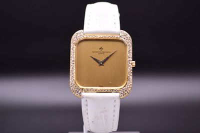 Vacheron Constantin 18k Gold 'Jumbo' Square Wristwatch with diamond-set bezel C. 1970's Including Bo