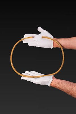 HUGE CELTIC HIGH KARAT GOLD RIBBED TORC WITH FLATTENED TERMINALS. Ca. 600 - 300 BC. A penannular 