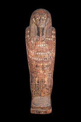 COMPLETE EGYPTIAN MALE SARCOPHAGUS. Late Period to Ptolemaic Period, Ca. 450 - 300 BC. A 