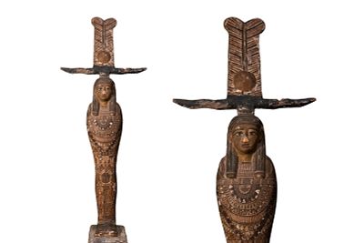 EGYPTIAN WOODEN PTAH-SOKAR-OSIRIS. Late Period, Ca. 664 - 332 BC A composite wooden statuette of 