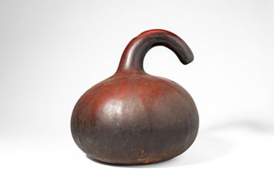 CAMEROON PALM WINE GOURD VESSEL. Ca. 20th century AD. >A palm wine vessel formed from a natural 