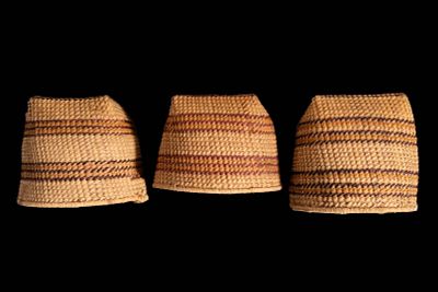 GROUP OF MANGBETU HATS. Ca. 19th - early 20th century AD. A group of finely woven hats from the 
