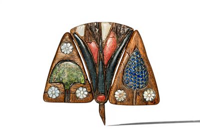COLLECTION OF EGYPTIAN STONE-INLAID WOOD FLOWER ORNAMENTS. New Kingdom, Ca. 1550 - 1069 BC. A 
